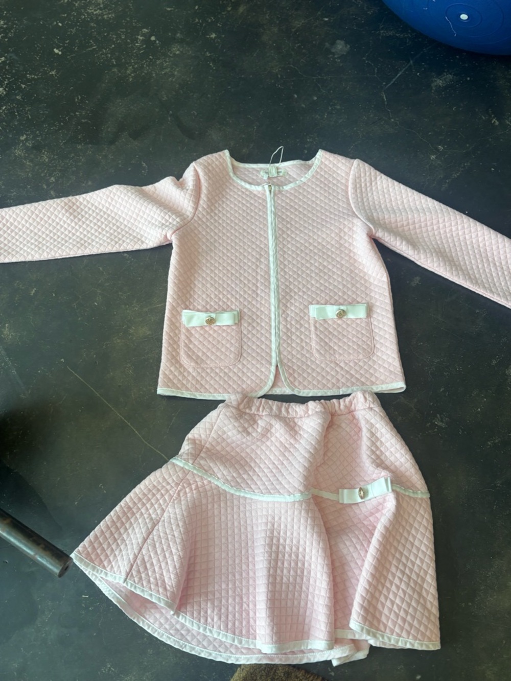Kids Pink Quilted Matching Jacket and Skirt Set